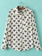 Romwe Heater Print Pocket Blouse