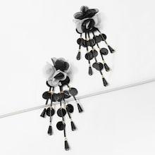 Romwe Sequin Fringe Flower Earrings