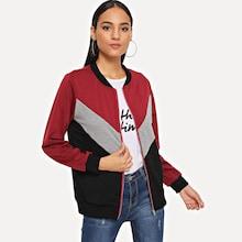 Romwe Zipper Up Color Block Jacket