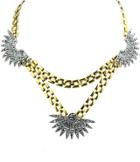 Romwe Gold Flower Double Necklace
