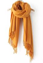Romwe Solid-colored Tassel Scarf-yellow