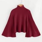 Romwe Stand Neck Bell Sleeve Jumper