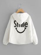 Romwe Printed Back Drop Shoulder Hooded Jacket
