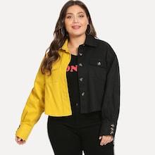 Romwe Plus Colorblock Collar Jacket