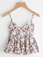 Romwe Ditsy Print Peplum Cami Top