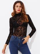 Romwe Mock Neck See Through Jumpsuit
