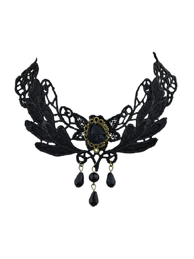 Romwe Tattoos Choker Black Hollow Out Leaf Flower Choker Necklace