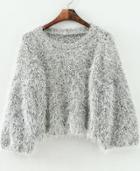 Romwe Shaggy Loose Crop Sweater
