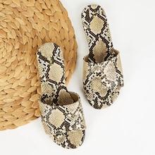 Romwe Snakeskin Print Flat Slippers