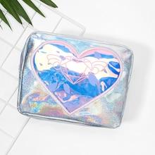 Romwe Heart Shaped Glitter Pouch