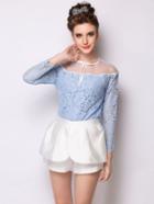 Romwe White Layered Shorts With Zipper