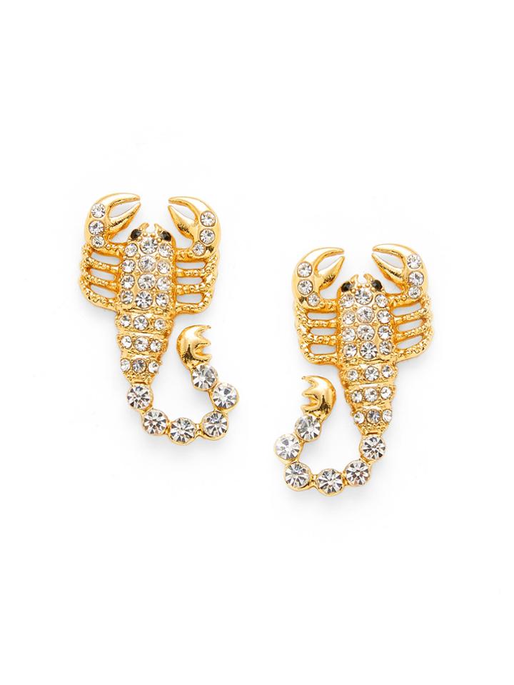 Romwe Rhinestone Scorpion Design Stud Earrings