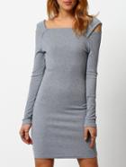 Romwe Cold Shoulder Bodycon Grey Dress