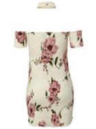 Romwe Red And White Off The Shoulder Floral Dress
