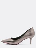 Romwe Bronze Pointed Toe Low-heeled Pumps