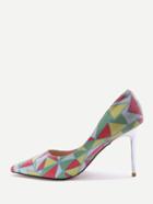 Romwe Multicolor Print Pointed Toe Stiletto Heels