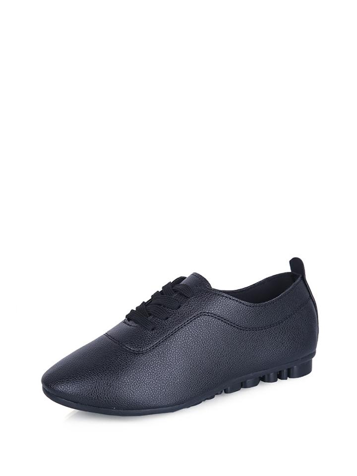 Romwe Lace Up Pu Oxford Shoes