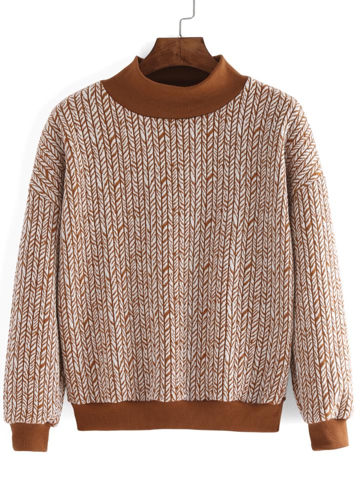 Romwe Contrast Collar Loose Khaki Sweatshirt