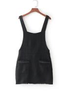 Romwe Raw Trim Pinafore Tweed Dress