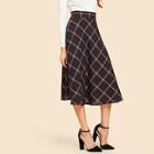 Romwe 60s Wide Waistband Plaid Skirt