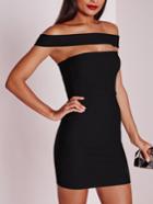 Romwe Black Off The Shoulder Cut Out Bodycon Dress