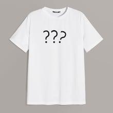 Romwe Guys Question Mark Print Tee
