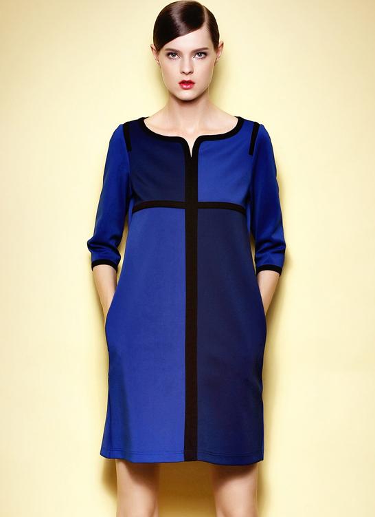 Romwe Blue Round Neck Half Sleeve Loose Dress