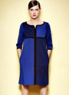 Romwe Blue Round Neck Half Sleeve Loose Dress