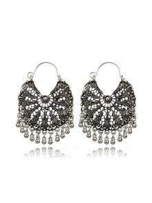 Romwe Ball Tassel Hollow Detail Drop Earrings