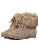 Romwe Apricot Fur Point Toe Snow Short Boots
