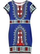 Romwe Blue Geometric Print Short Dress