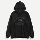 Romwe Guys Graphic Patched Hoodie
