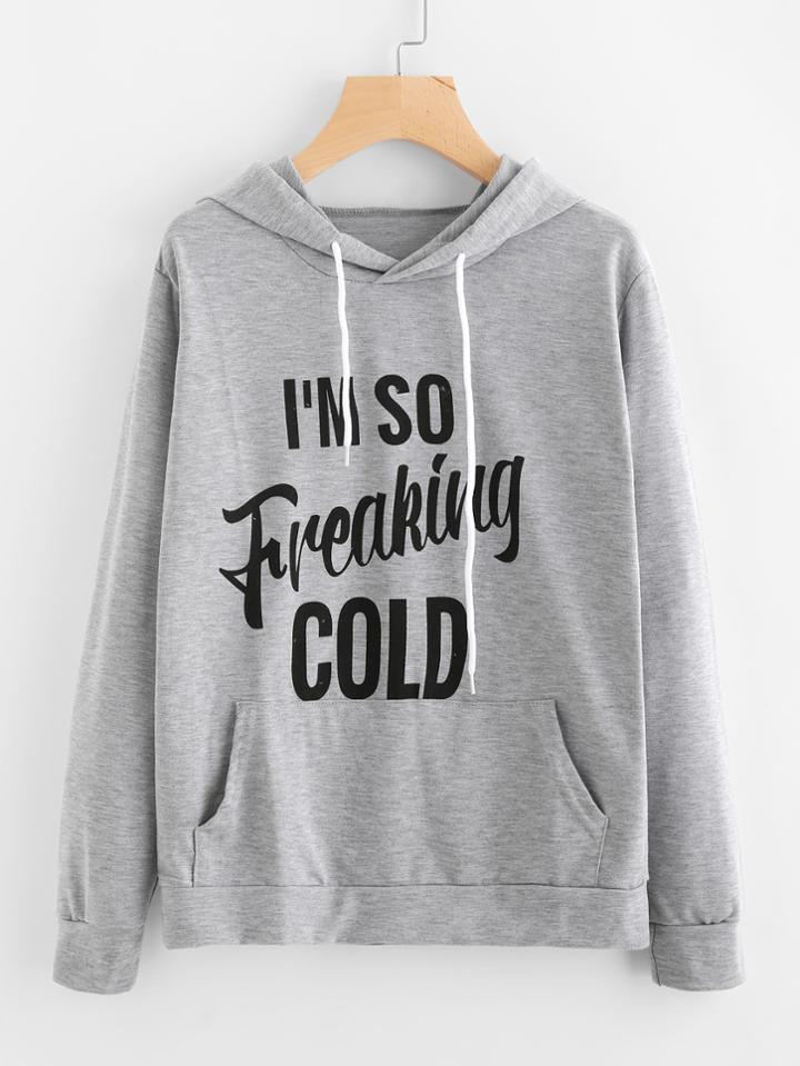 Romwe Slogan Print Hoodie