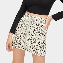 Romwe Leopard Print Zip-up Skirt