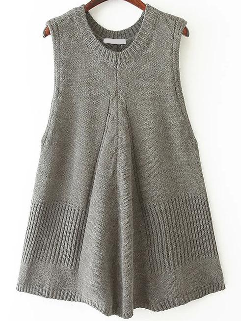 Romwe Sleeveless Knit Grey Sweater