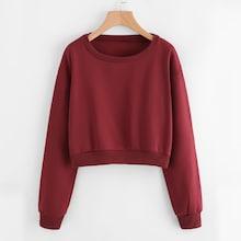 Romwe Drop Shoulder Ribbed Trim Crop Pullover