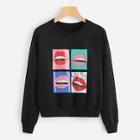 Romwe Lip Print Sweatshirt