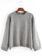 Romwe Women Ripped Loose Grey Sweater