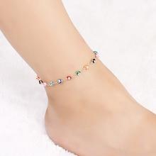 Romwe Color Block Eyes Detail Chain Anklet