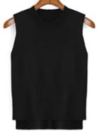 Romwe Dip Hem Sweater Black Tank Top