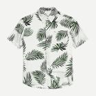 Romwe Guys Jungle Leaf Print Pocket Front Shirt