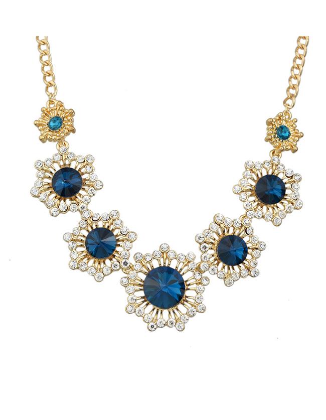 Romwe Gold Rhinestone Wedding Necklace