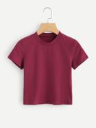Romwe Stand Neck Crop Tee