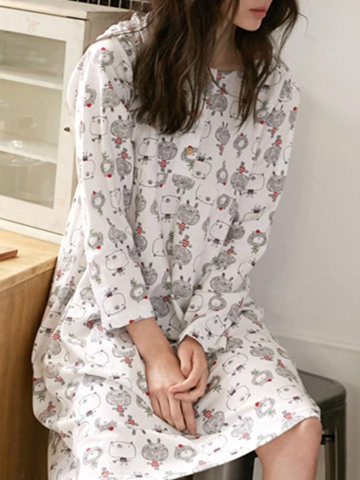 Romwe Allover Bear Print Dress