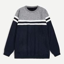 Romwe Guys Cut And Sew Striped Jumper