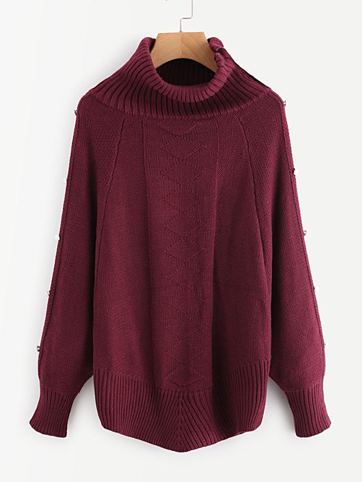 Romwe Mixed Knit Button Detail Jumper