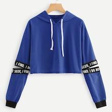 Romwe Letter Tape Split Sleeve Sweatshirt