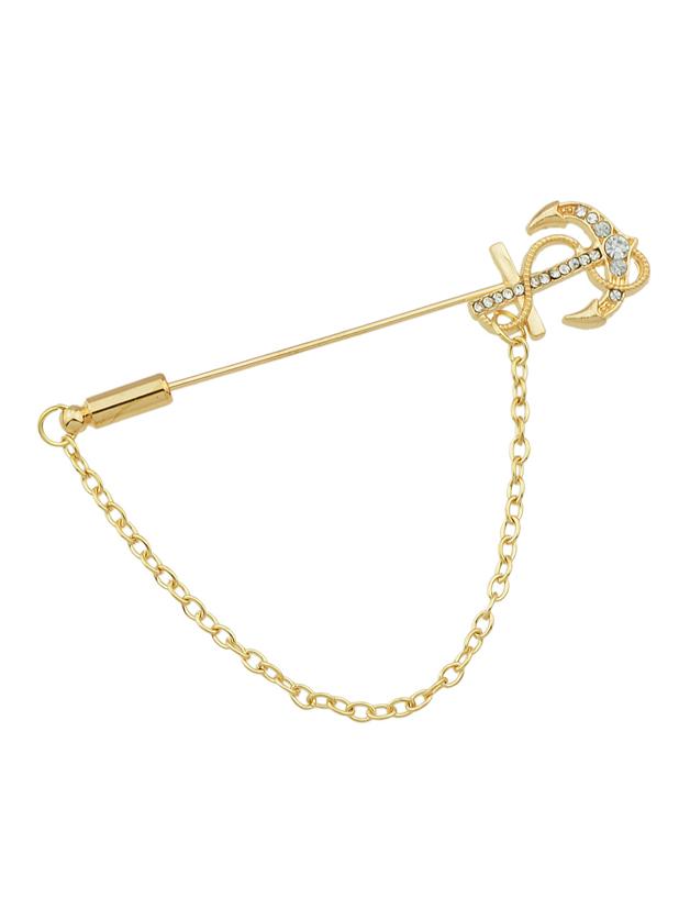 Romwe Gold Plated Long Chain Brooches Pin