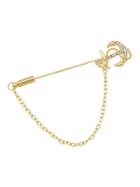 Romwe Gold Plated Long Chain Brooches Pin