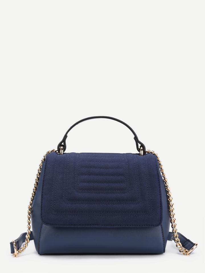 Romwe Pu Flap Shoulder Bag With Handle